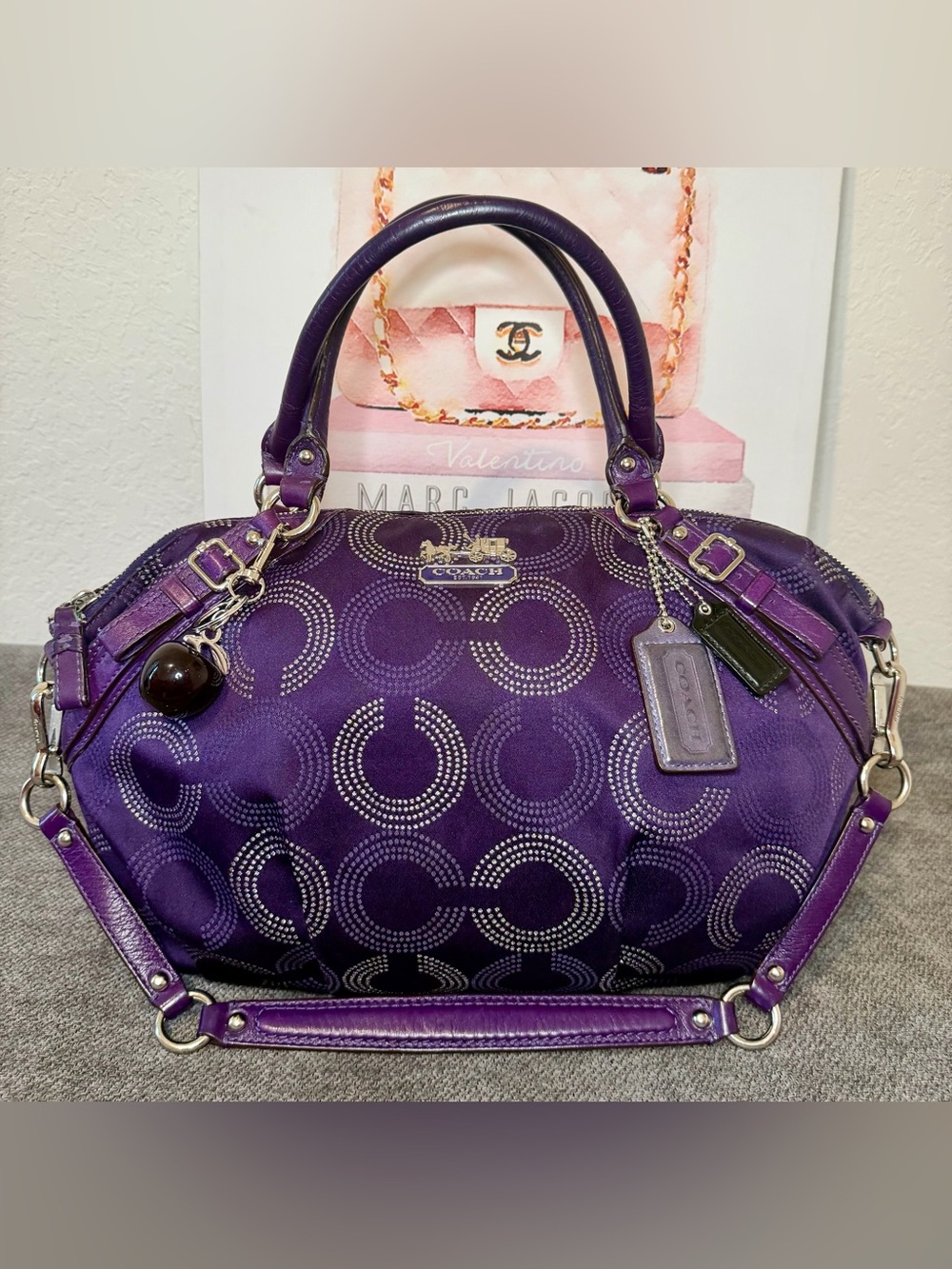 Coach Madison Purple Dotted Op Art Sophia Satchel No. G1093-15957